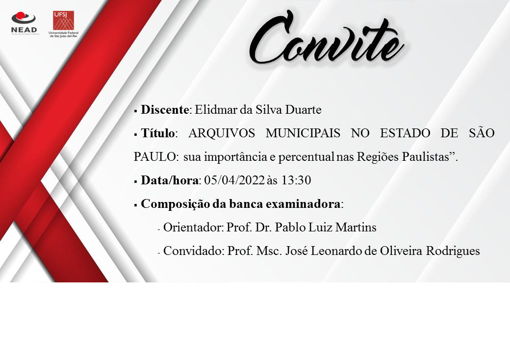 Convite Defesa TCC Elidmar da Silva Duarte