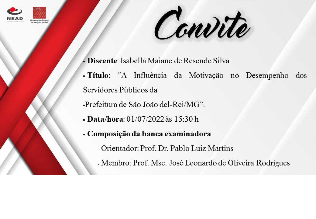 Convite Defesa TCC Isabella Maiane de Resende Silva