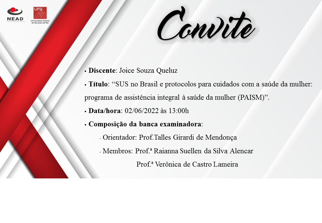 Convite Defesa TCC Joice Souza Queluz